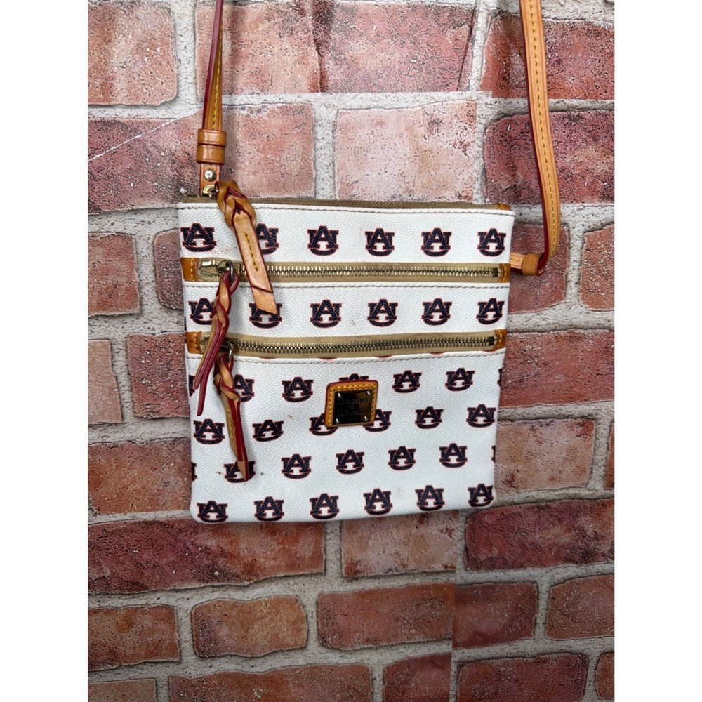 Dooney & Bourke Auburn University Tigers Triple Zip Crossbody Bag White NCAA AU